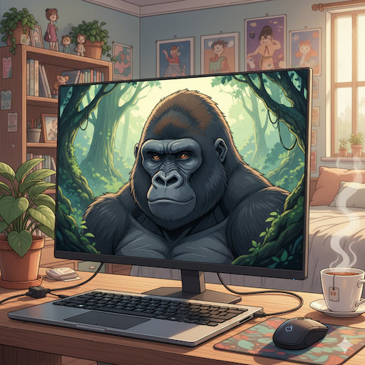 ゴリラがこちらを見ている壁紙